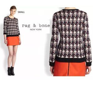 Rag & Bone Black Multicolor Mariah Long Sleeve Merino Wool Pullover Sweater